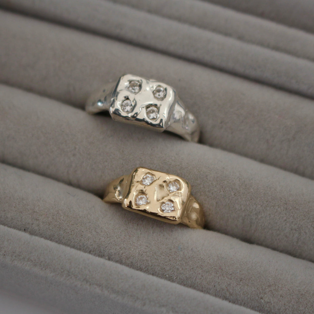 dice ring gold