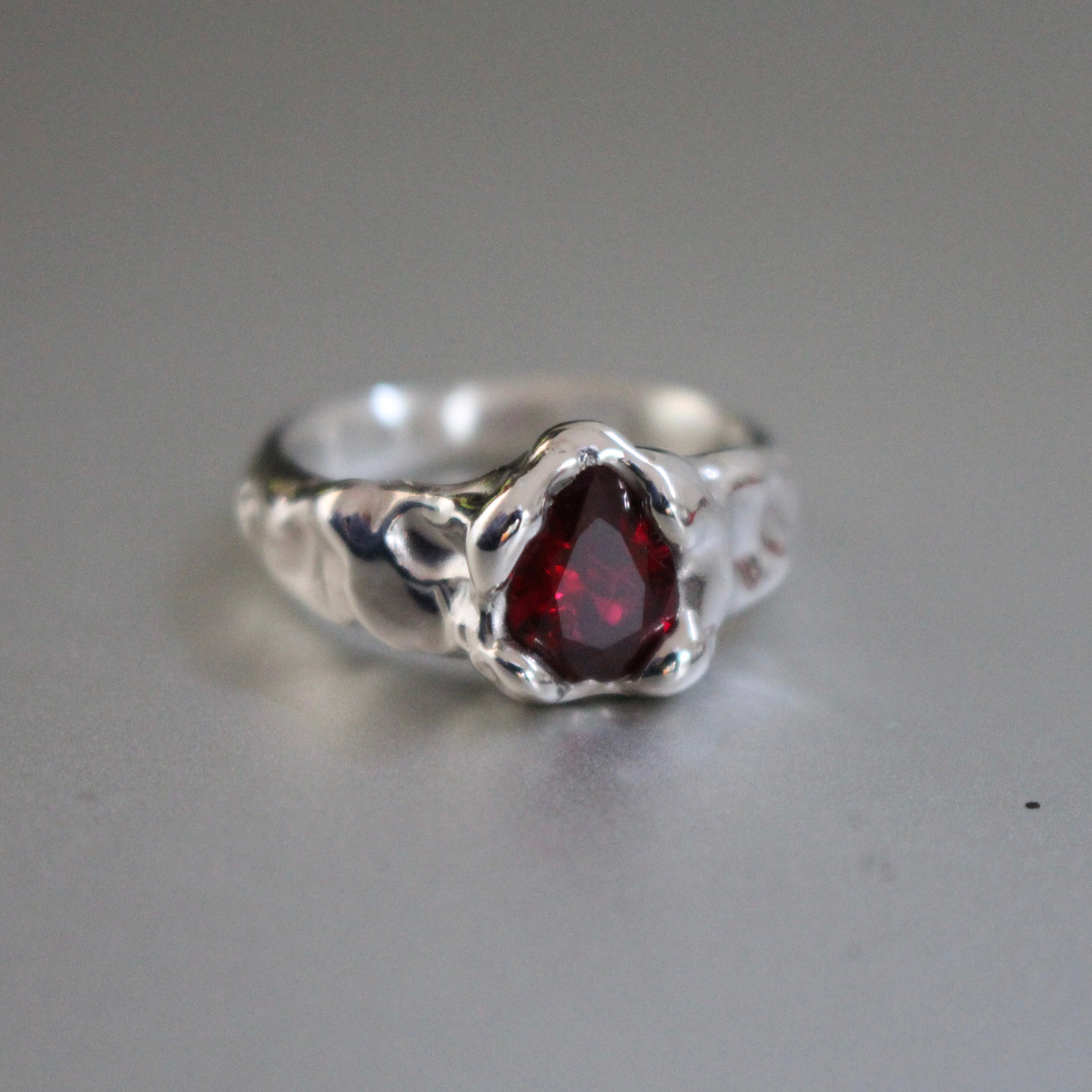 ruby pear ring  | size N