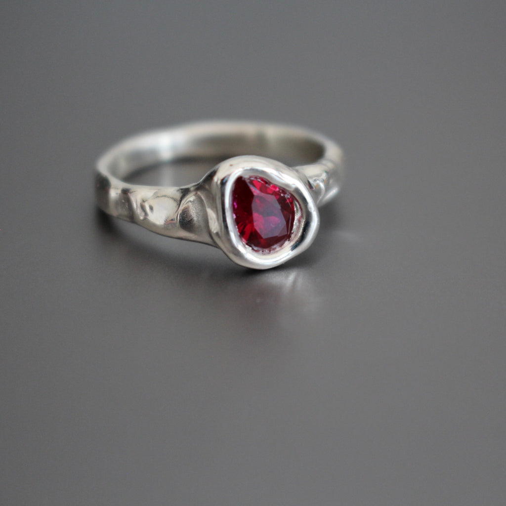 ruby pear ring  | size O