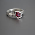 ruby pear ring  | size O