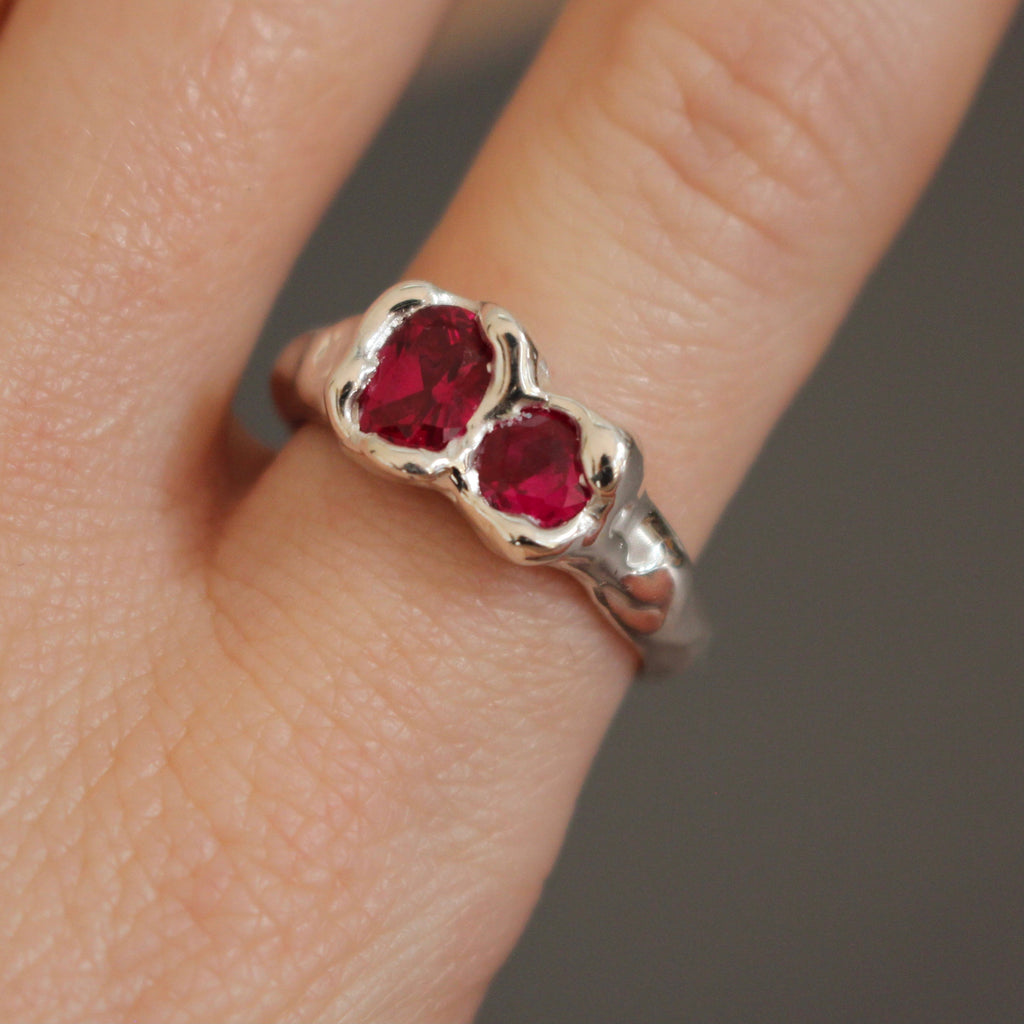 double ruby ring  | size P